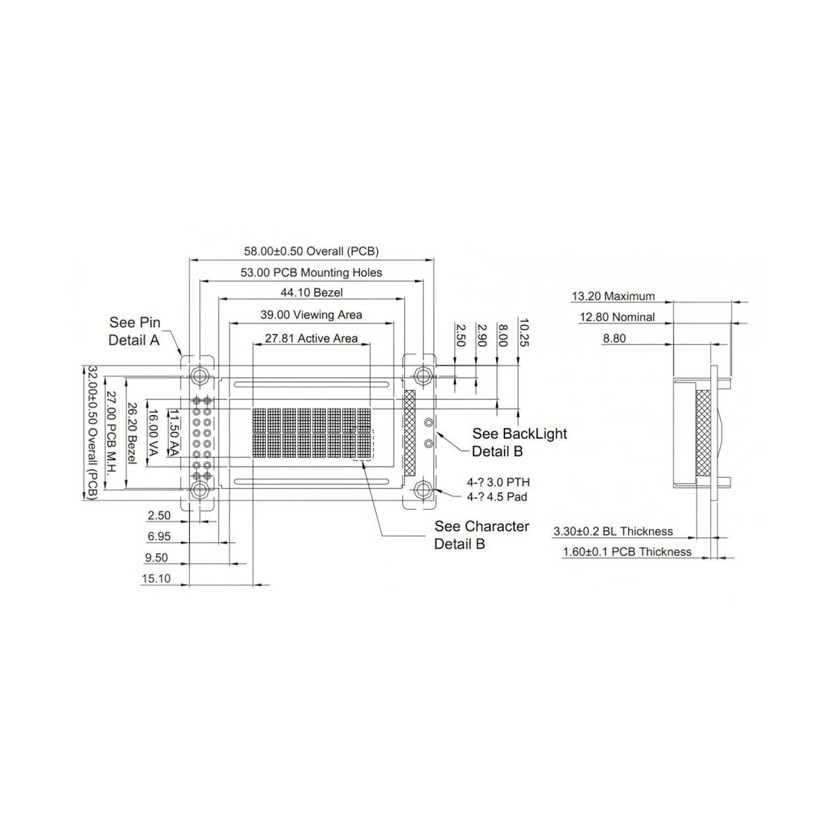 LCD کاراکتری 2x8 بک لایت سبز