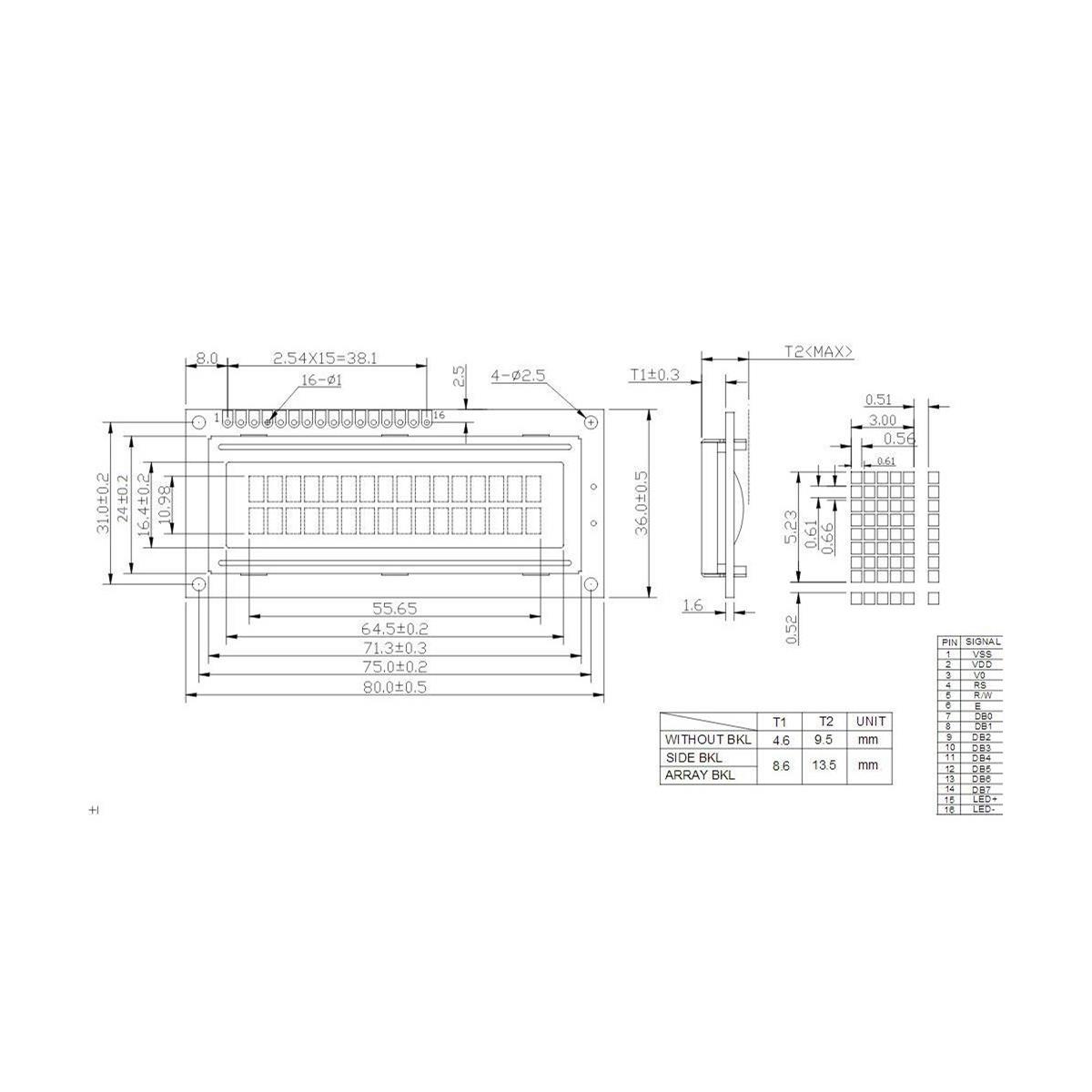 LCD کاراکتری 2x16 بک لایت آبی