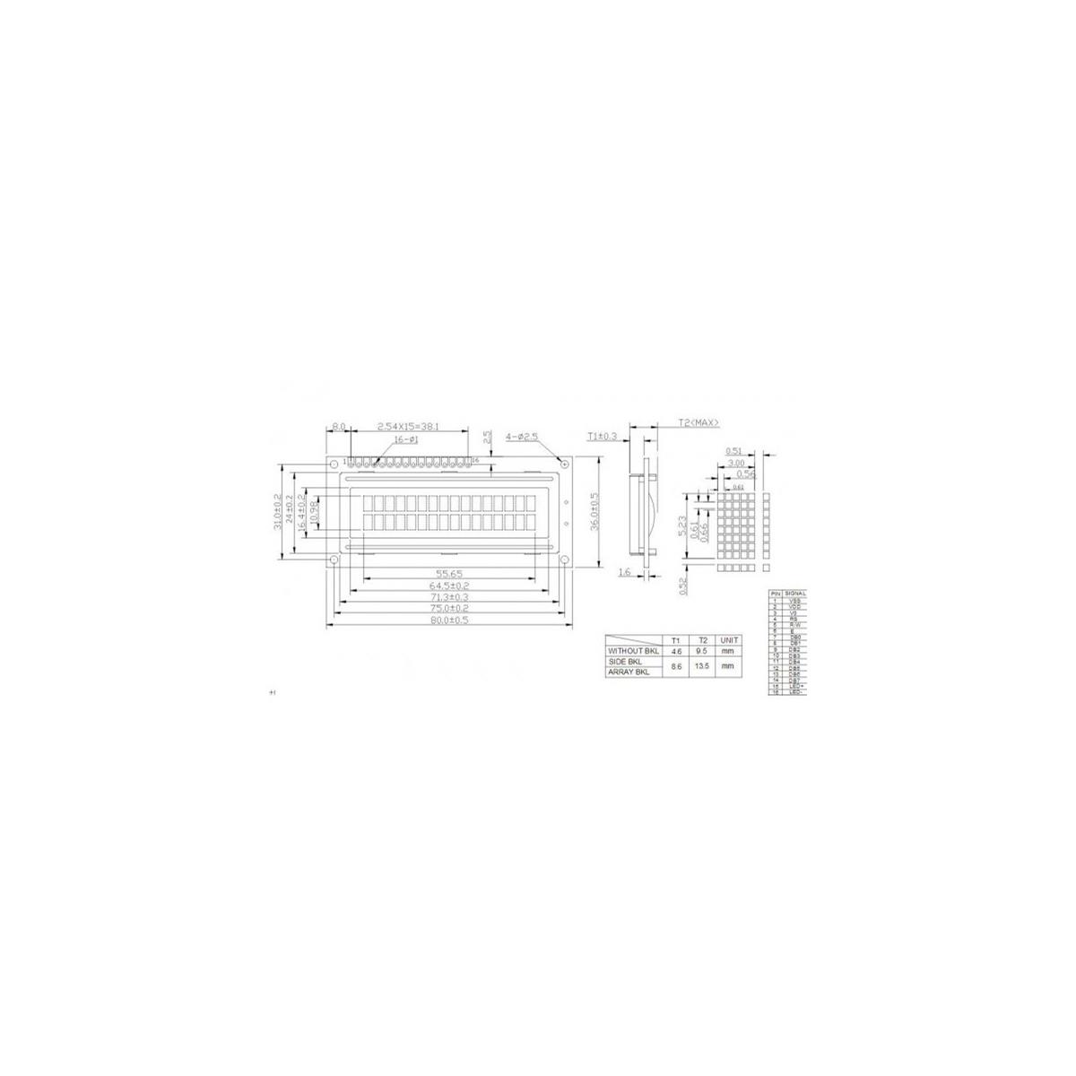 LCD کاراکتری 2x16 بک لایت قرمز